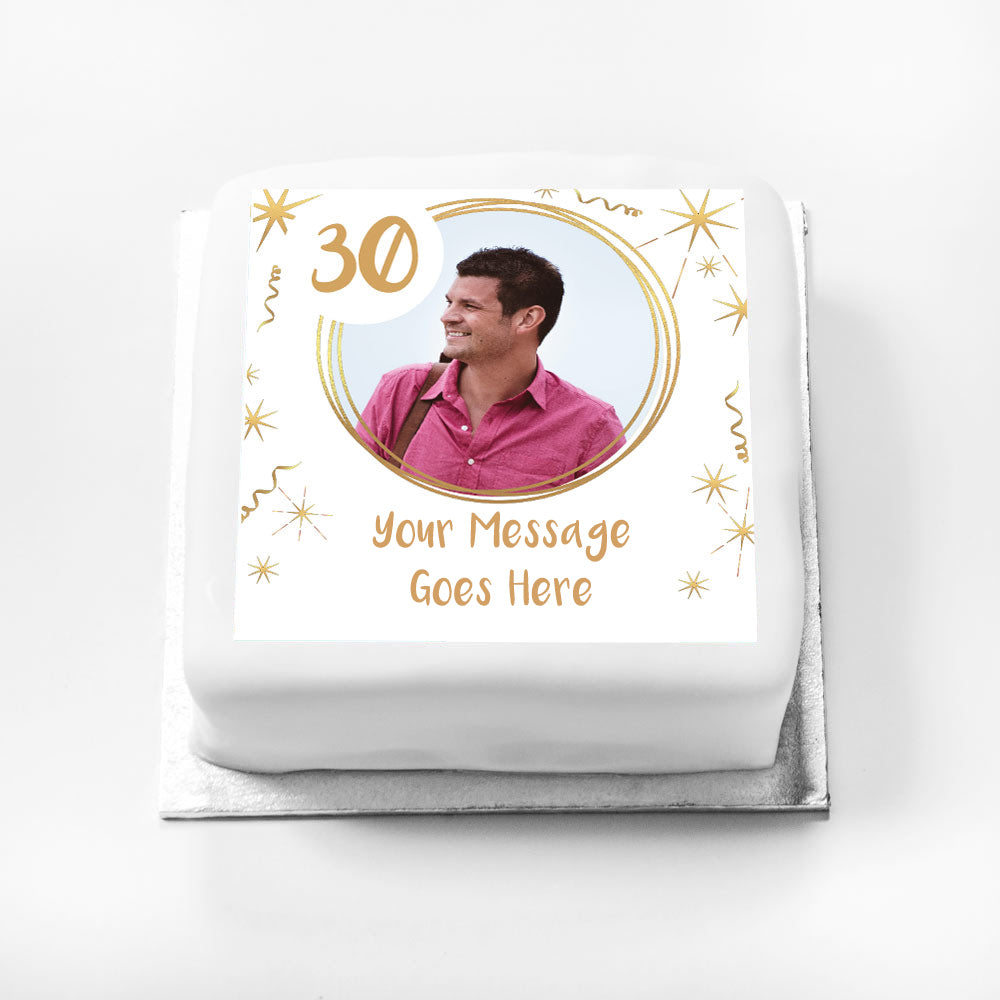 Click to view product details and reviews for Personalised Message Gift Cake – Any Age White Gold Birthday.