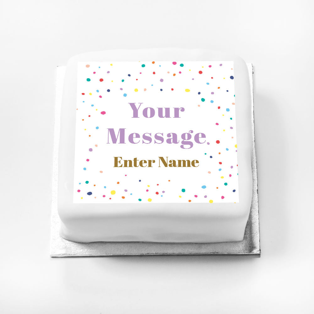 Click to view product details and reviews for Personalised Message Gift Cake – Pastel Dots.