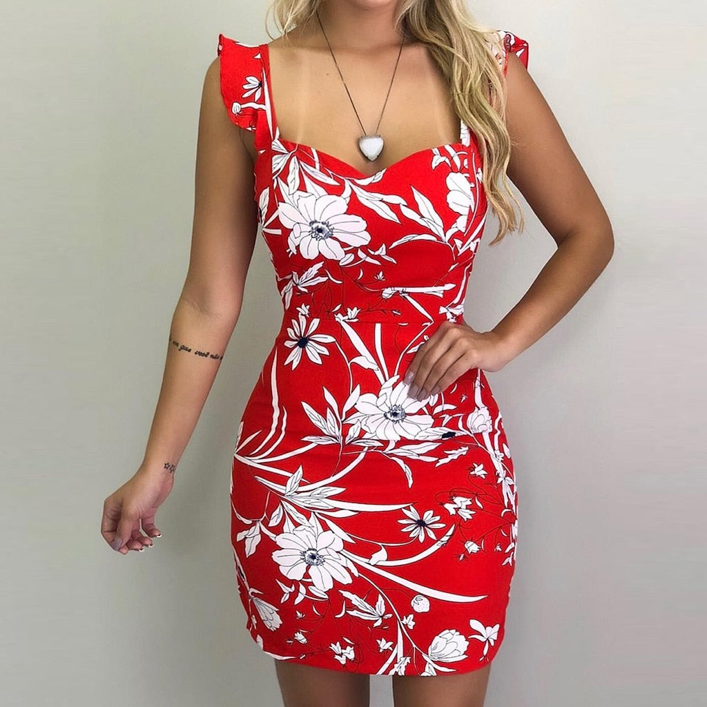 New Women Summer Dress 2020 Sleeveless Floral Printed