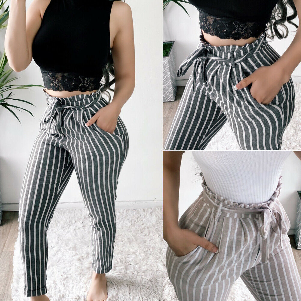 black and white striped baggy pants