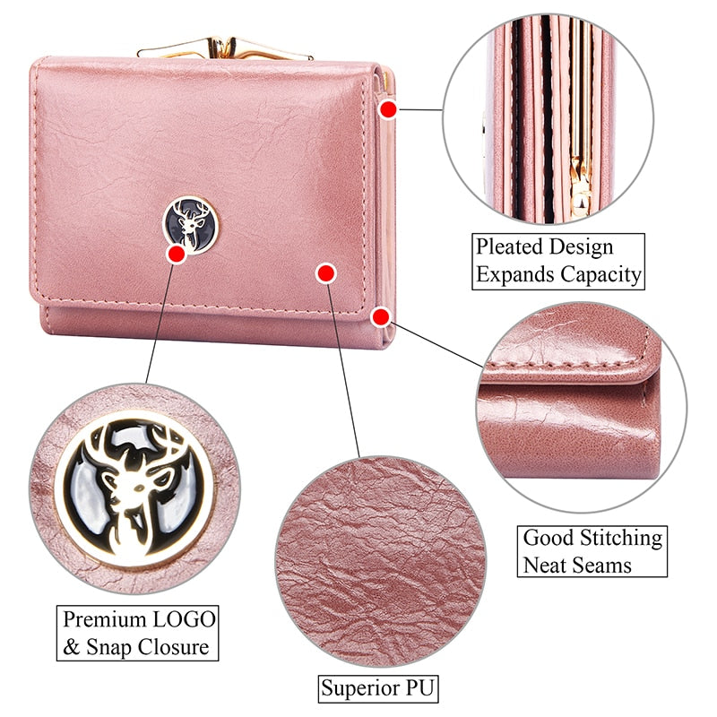 women's wallet with snap coin purse