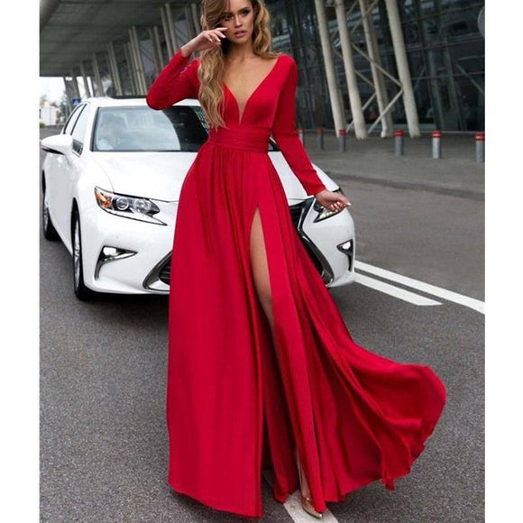 womens long sleeve evening dress