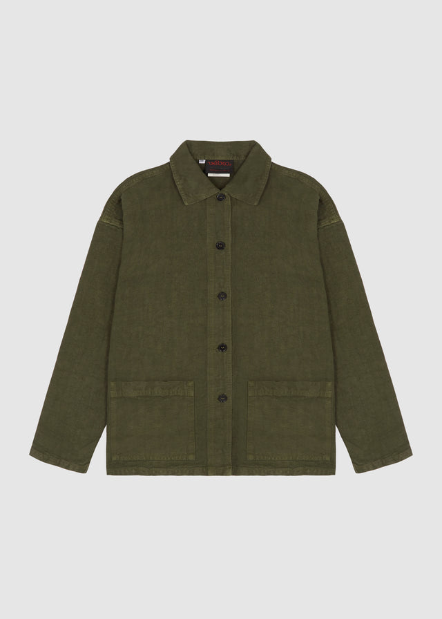 French Workwear Jacket, Navy Linen | Vetra | Aimé London