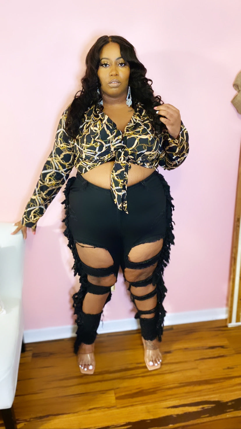 Chain kimono top