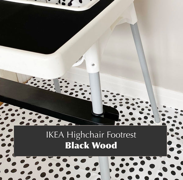 Black wooden IKEA highchair footrest