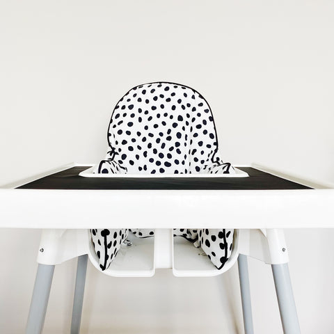 Spotty dalmatian print IKEA highchair cushion cover UK Bobbin and Bumble