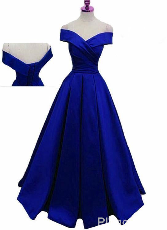 Royal Blue Satin Floor Length Formal Gown Prom Dress, 2020 Blue Party ...