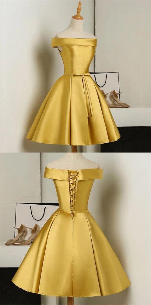 Gold Bridesmaid Dress, Short Bridesmaid Dress, Elegant Party Dress, Sh ...