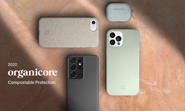 2020 launch of Organicore phone cases, image of assorted case sizes and colors