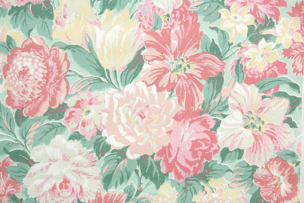 1950s Floral Vintage Wallpaper – Hannah's Treasures Vintage Wallpaper