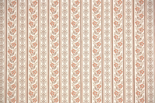 1970s Floral Stripe Vintage Wallpaper – Hannah's Treasures Vintage ...