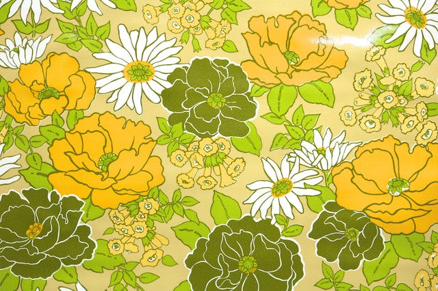 1970s Floral Vinyl Vintage Wallpaper – Hannah's Treasures Vintage Wallpaper