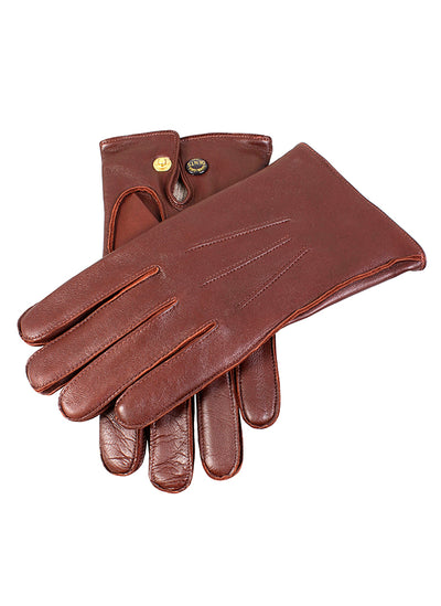 GANTS TACTILES CUIR PRESTIGE HOMME BRUN DOUBLURE EN SOIE GLOVE STORY