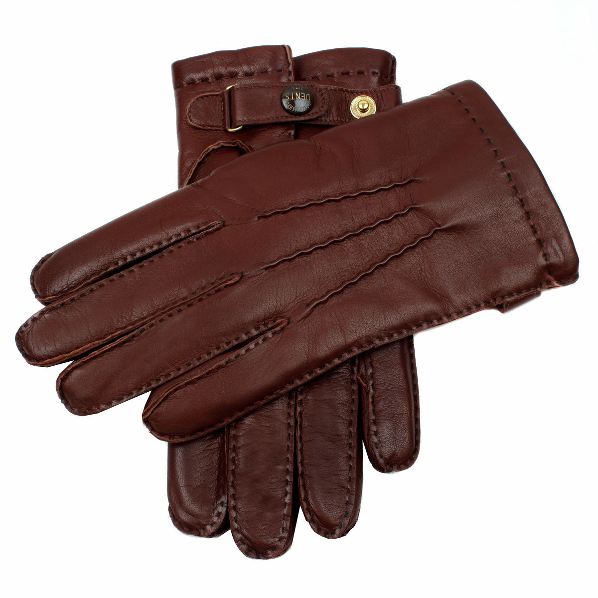 Men's handsewn lambskin-lined leather gloves in english tan