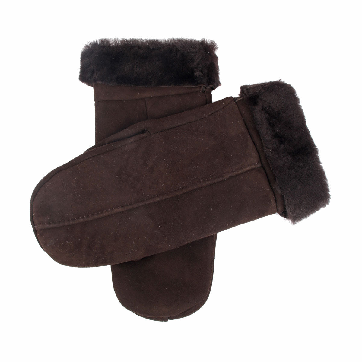 Men's sheepskin mittens in brown 