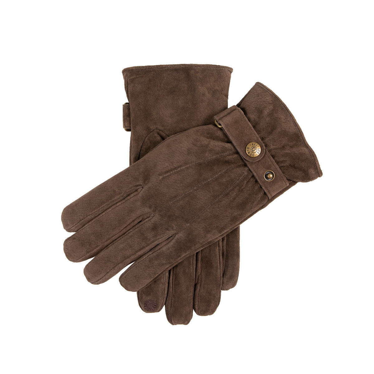 Men's water-resistant touchscreen suede gloves in brown