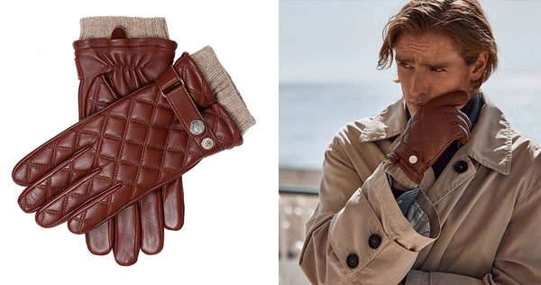 mens quilted back glove, lined with 100% wool