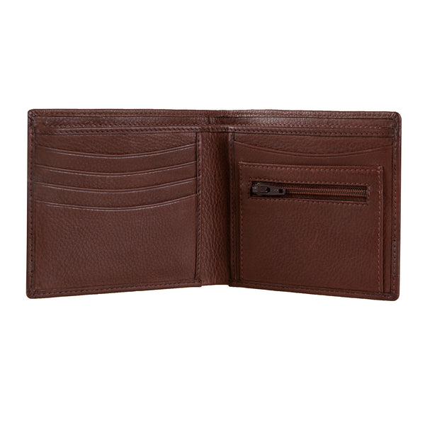 Pebble Grain Leather Coin Bifold Wallet with RFID Blocking Technology ...