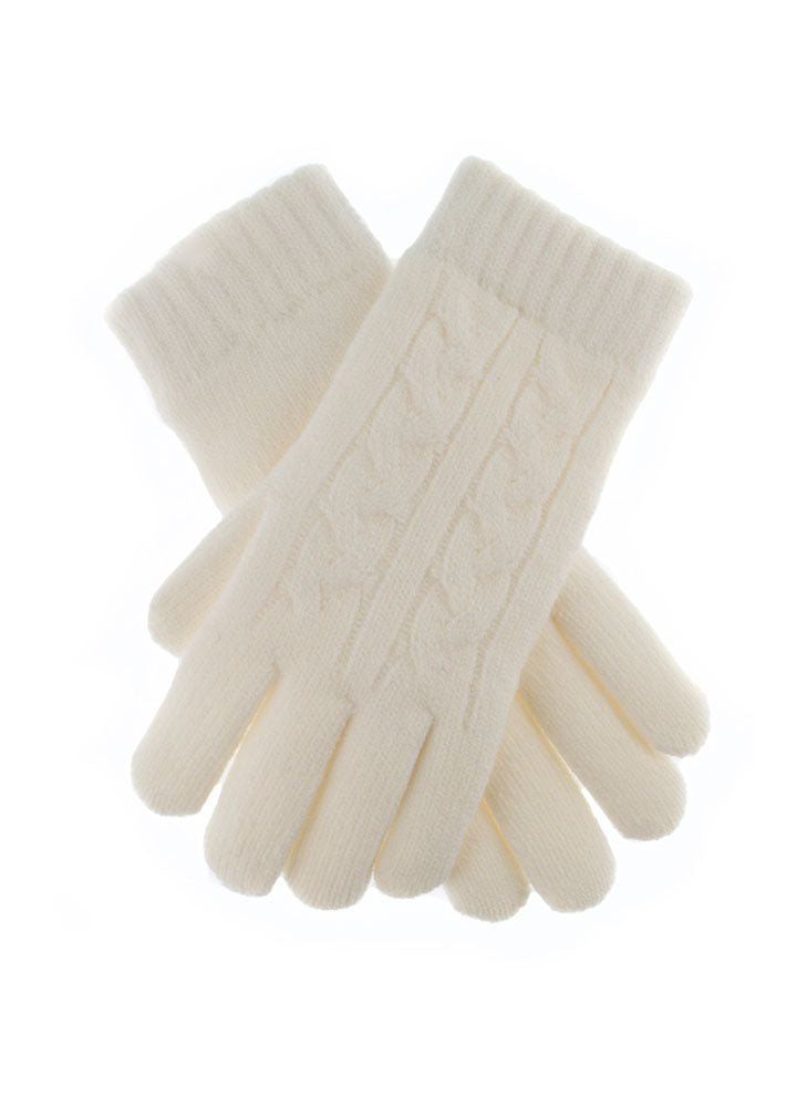 cream cable knit gloves