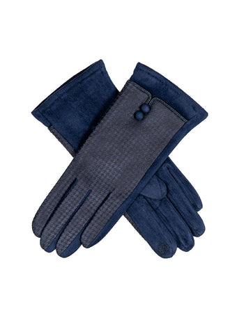 Women's Touchscreen Velour-Lined Faux Suede Gloves with Colour