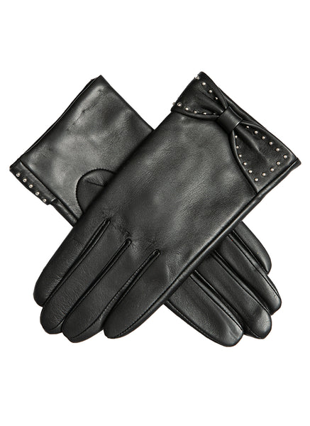 ladies black leather touchscreen gloves