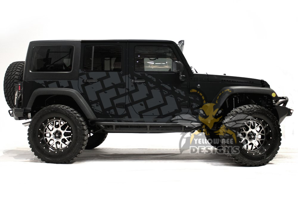 Tire Tracks Decal For Jeep JK Wrangler stickers 4 Door 2007-2018