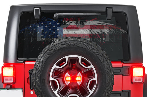 Eagle Flag USA Rear Window stickers JL Wrangler Perforated decals