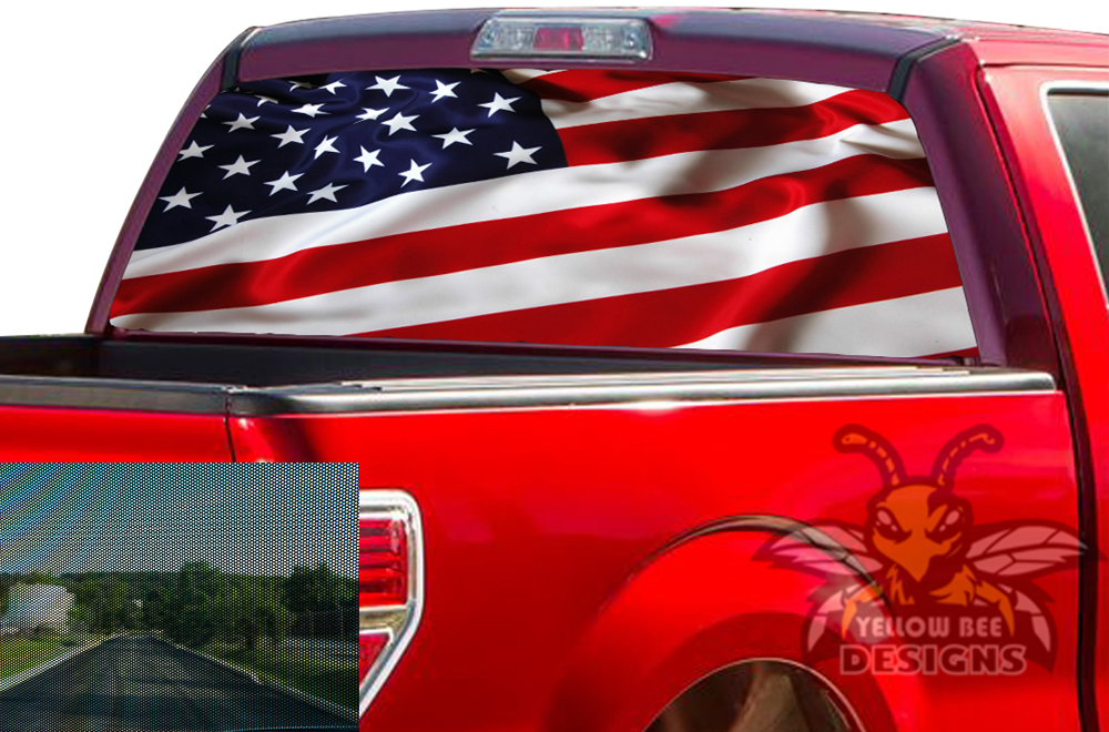 Ford F150 Perforated USA Rear Window Decals Compatible with F150