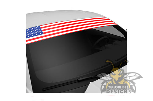 USA Flag Sun Strip Decal Vinyl Windshield Banner Universal Visor