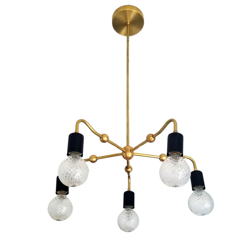 Brass and Black small chandelier with ball details