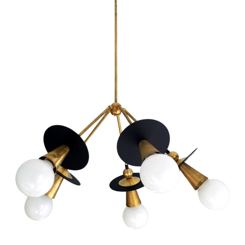 Black and brass geometric ceiling chandelier