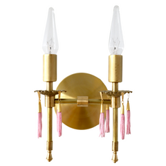 Pink & Brass Two light modern victorian wall sconce