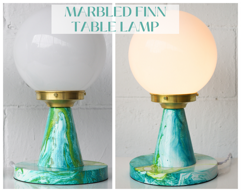 hand-marbled Finn Table Lamp by Sazerac Stitches