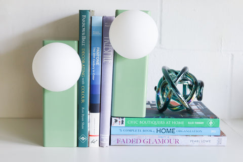 Mint Bookshelf lamps