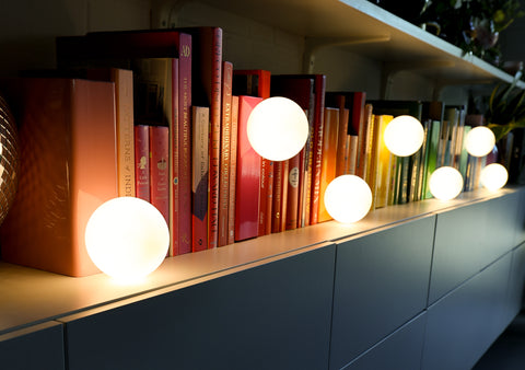 Colorful Rainbow bookshelf lighting
