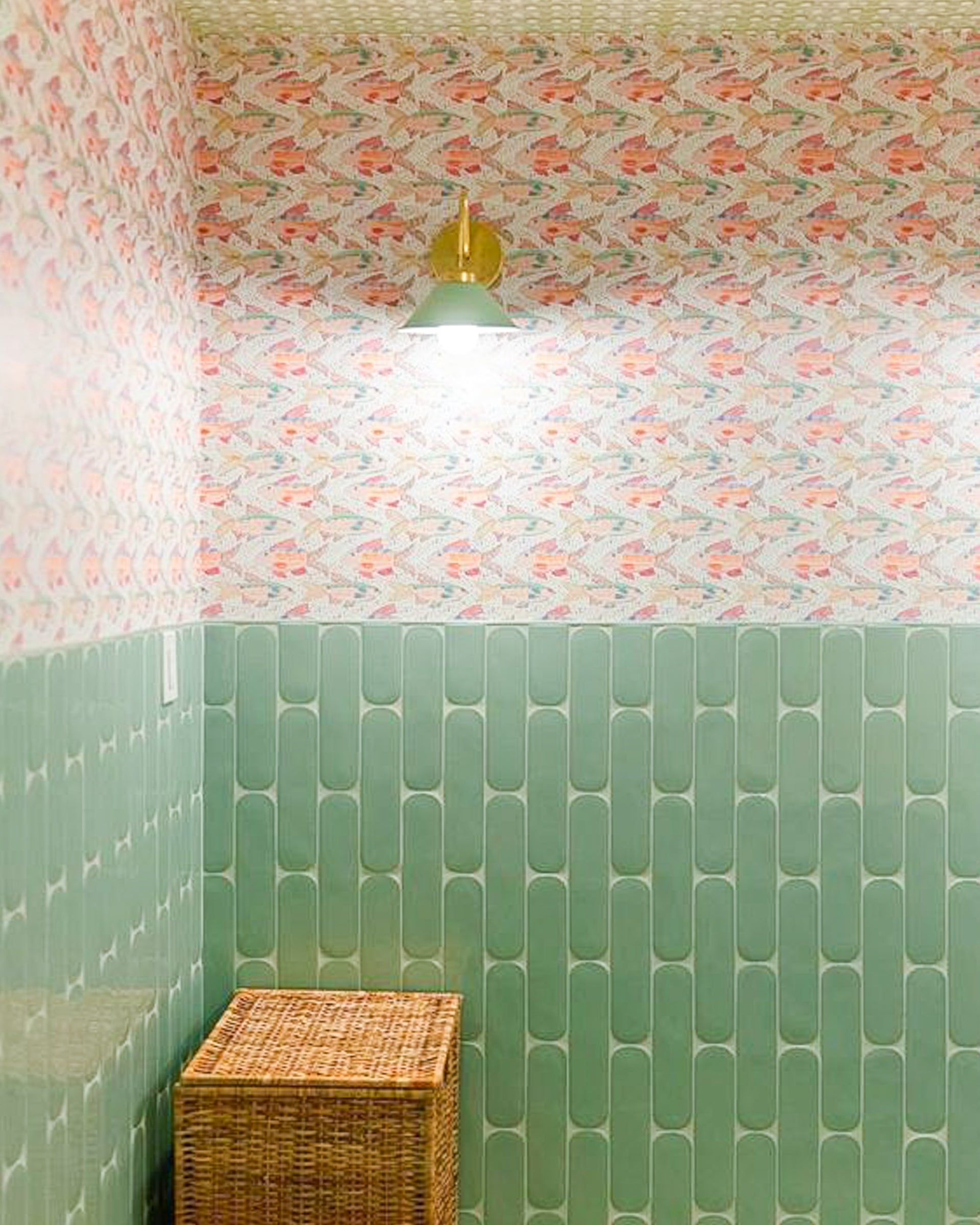 Mint and Peach Bathroom makeover