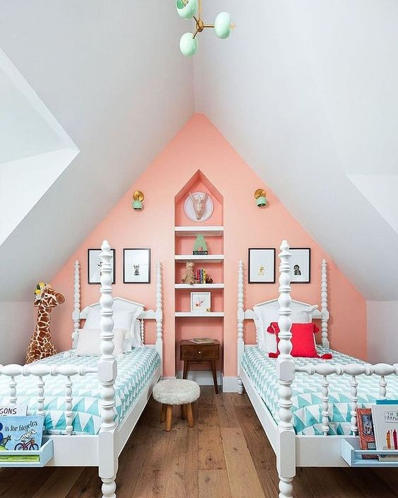 Mint & Peach double bedroom with feminine accents