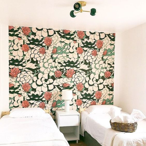 Peach and emerald Green double bedroom airbnb
