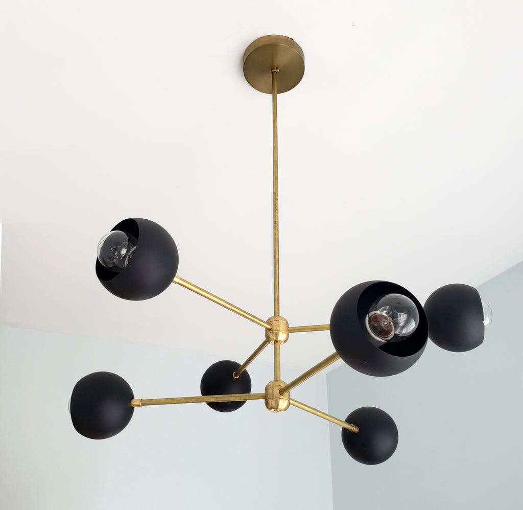 black mid century chandelier