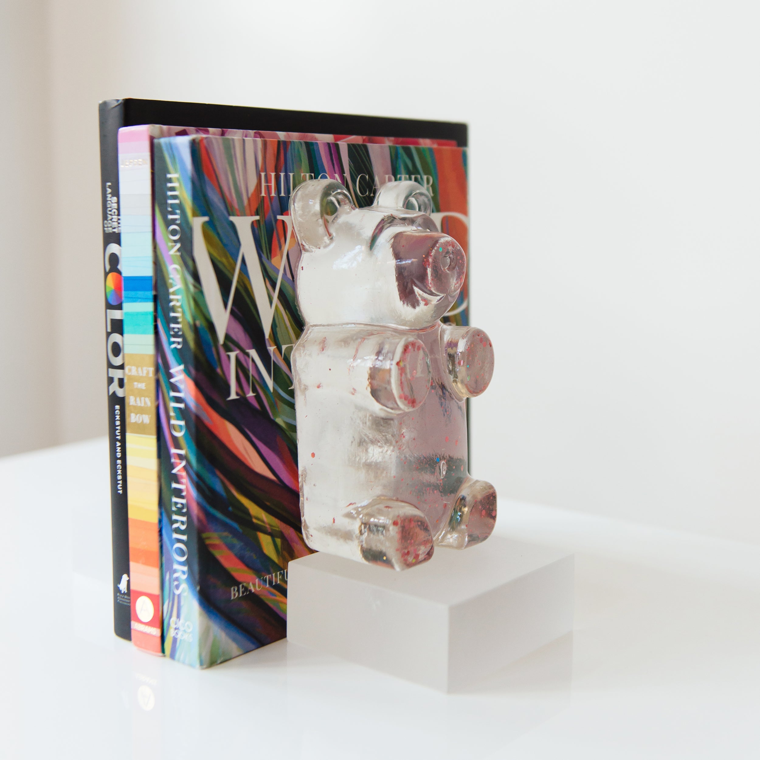 Glossy Clear Bear Bookends