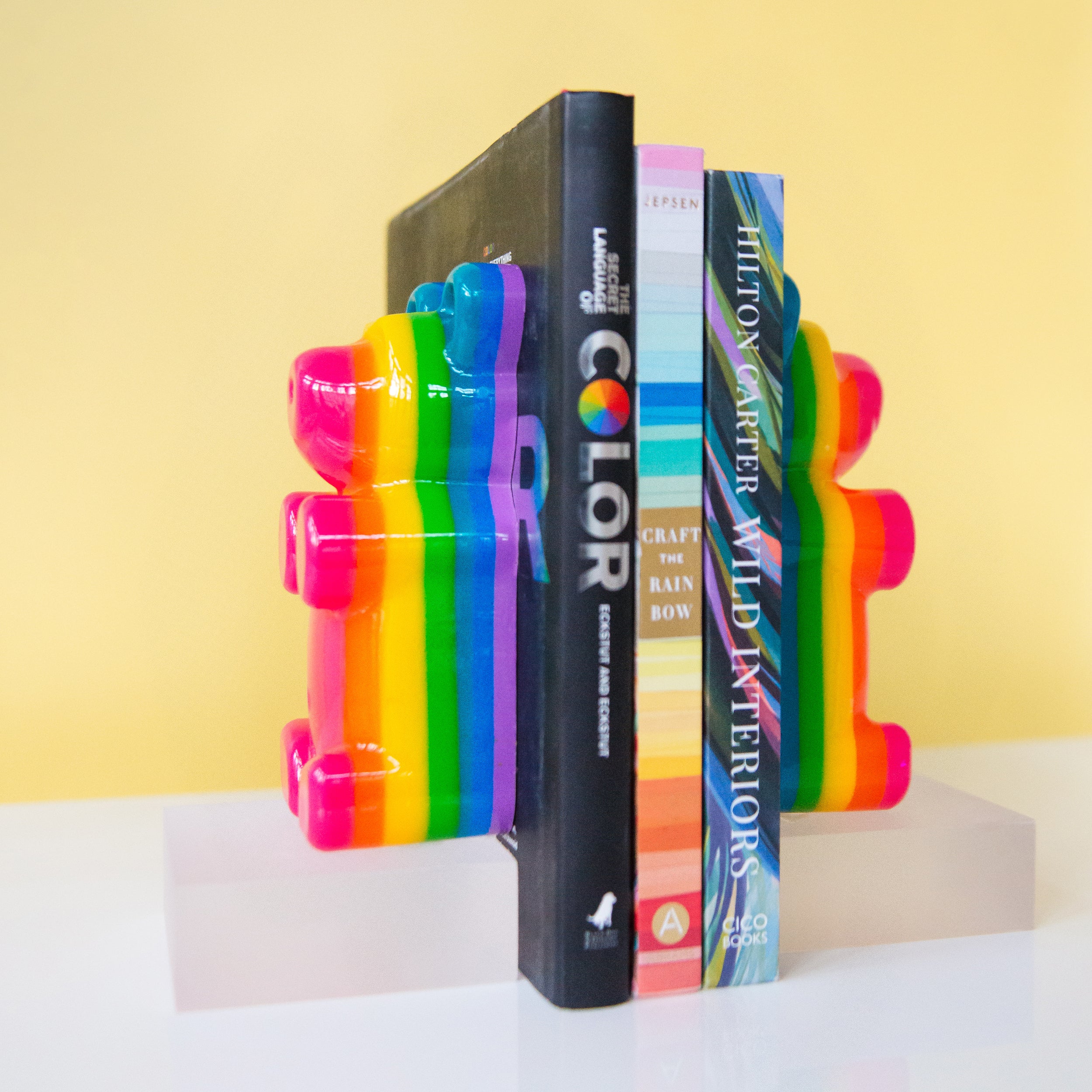 Glossy Rainbow Bear Bookends