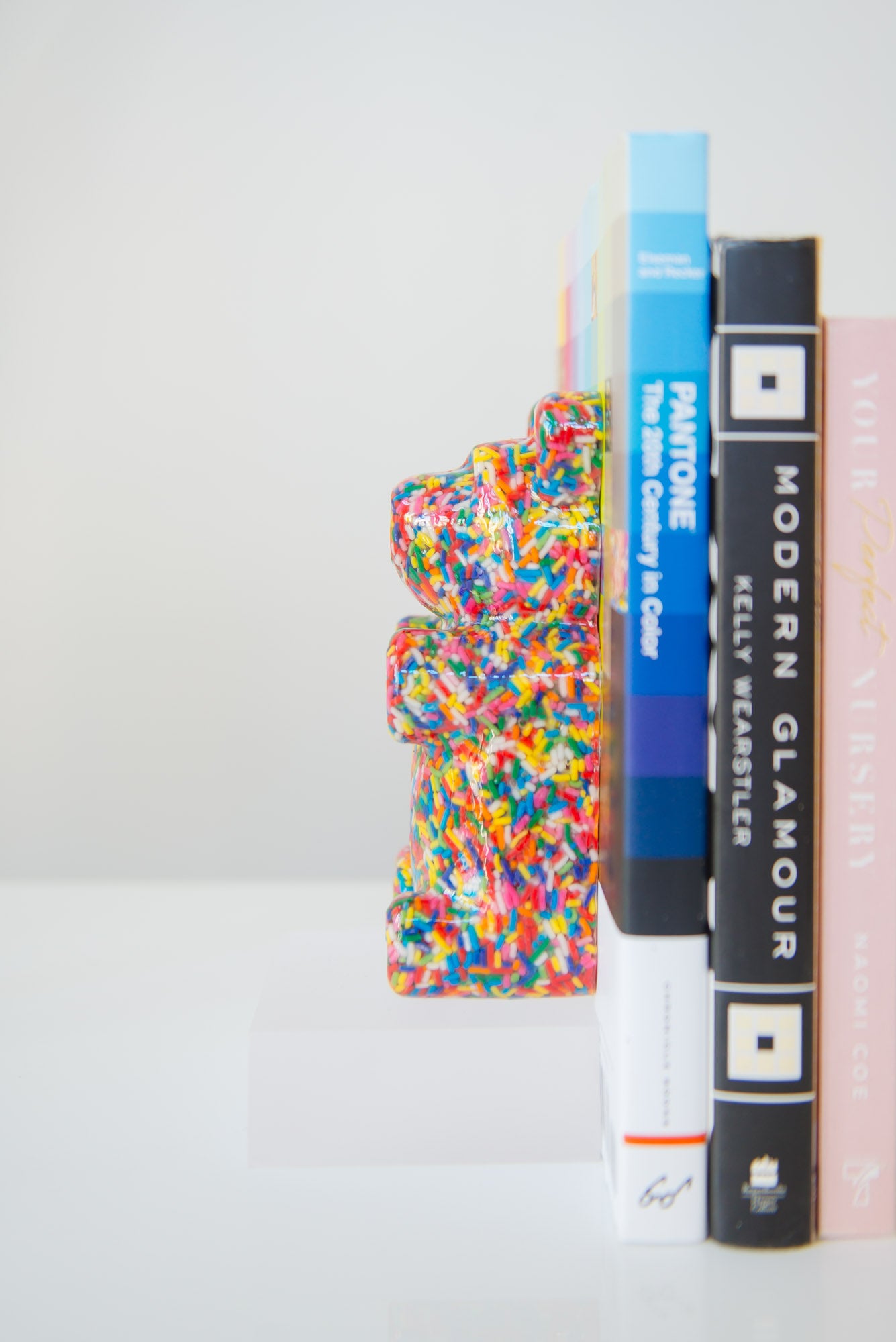 Rainbow Sprinkles Bear Bookend Set #4 with Frosted Bases