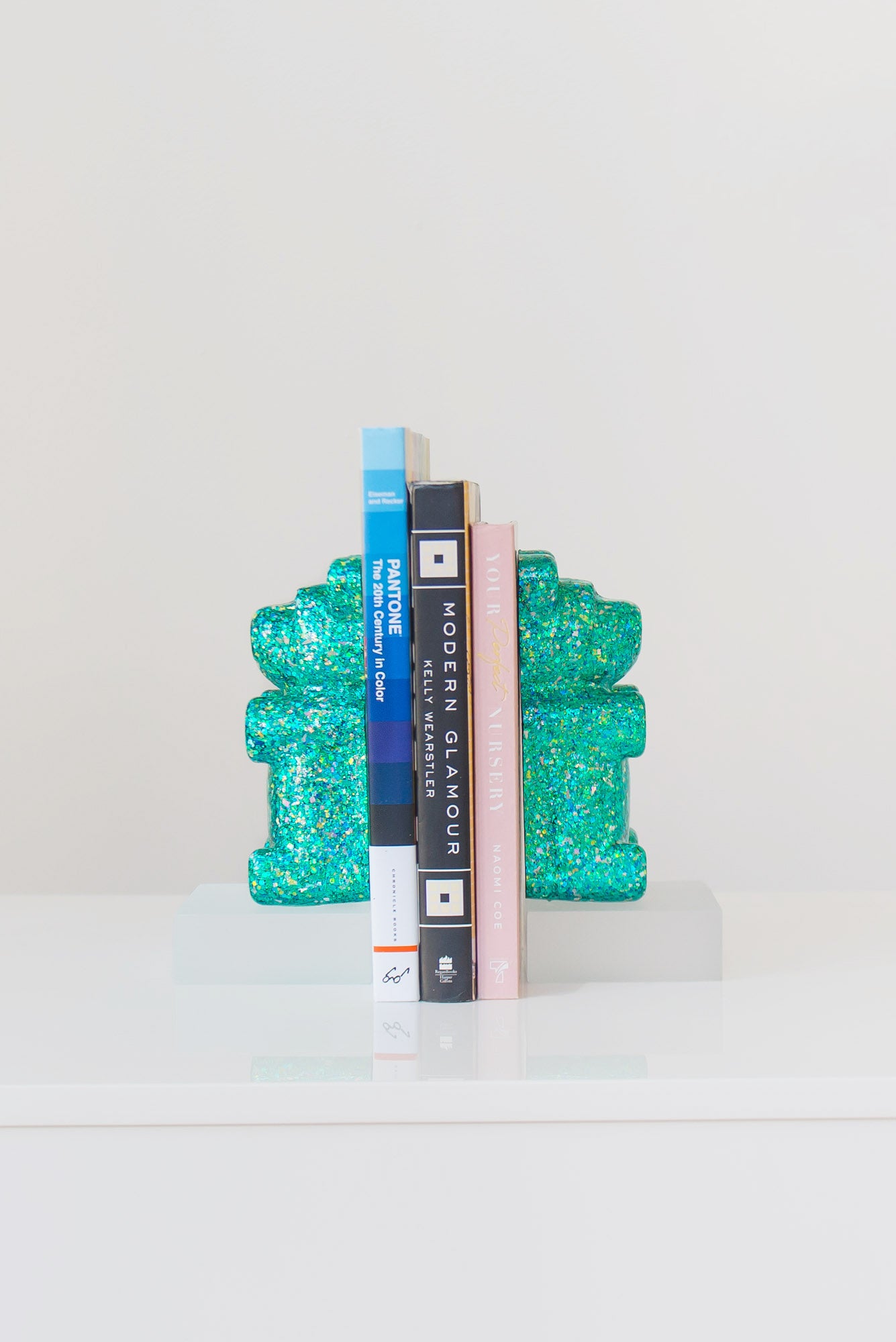 Teal Glitter Bear Bookends