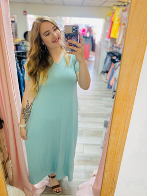 Sage Maxi Dress With Pockets