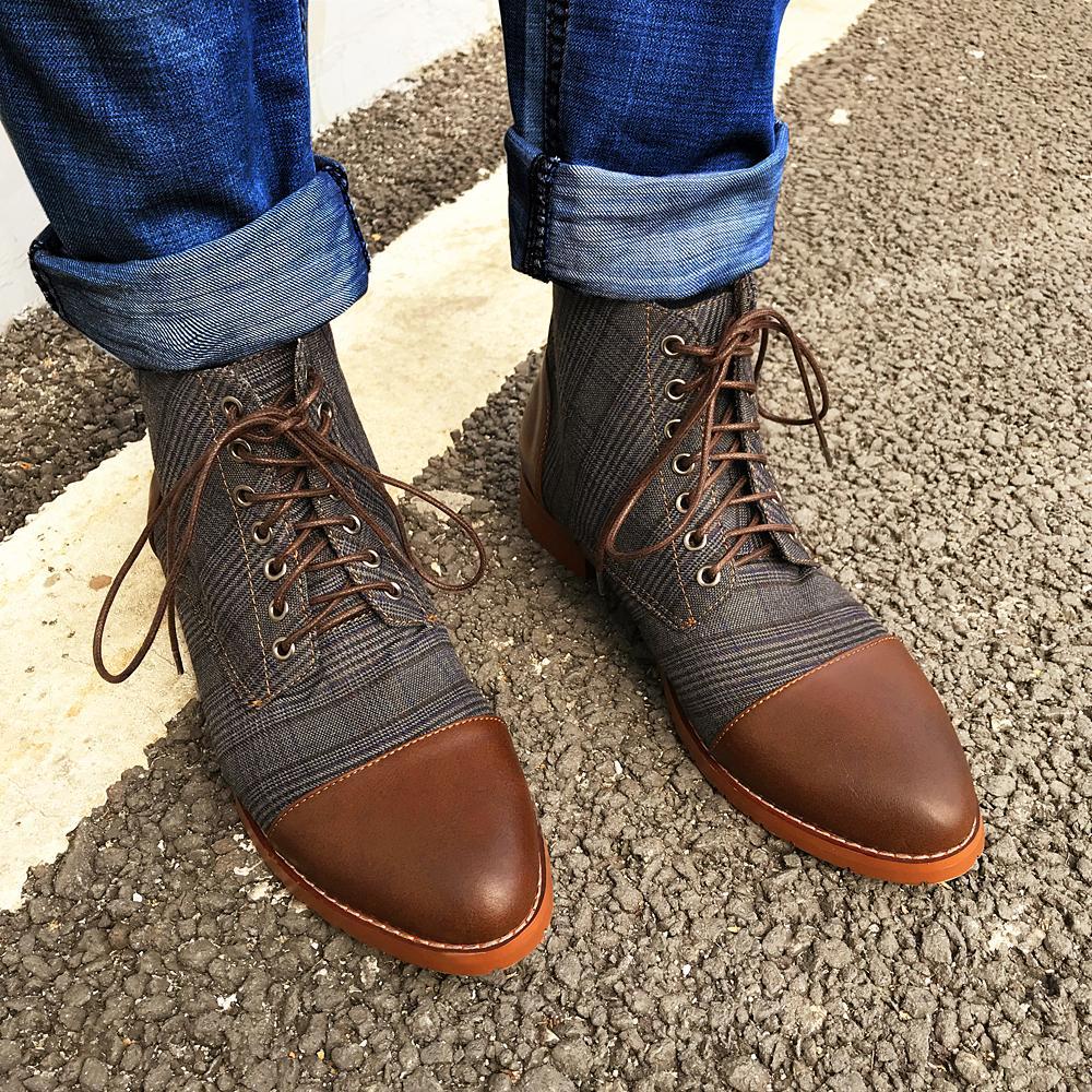 british plaid casual martin boots