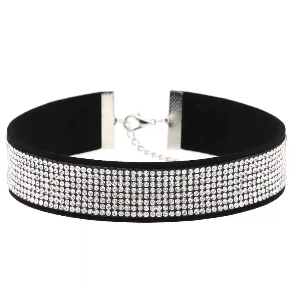 Silver and black choker