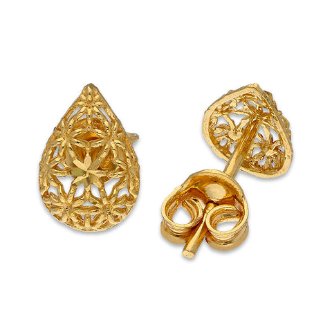 22K Solid Gold Designer Long Earrings E22201 | Royal Dubai Jewellers