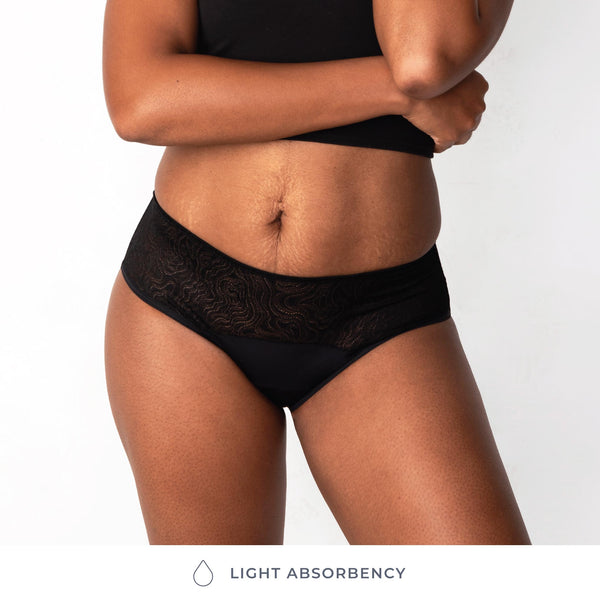 Saalt Leak Proof Period Underwear Regular Absorbency - Soft-Stretch Mesh  Hipster - Volcanic Black - XL