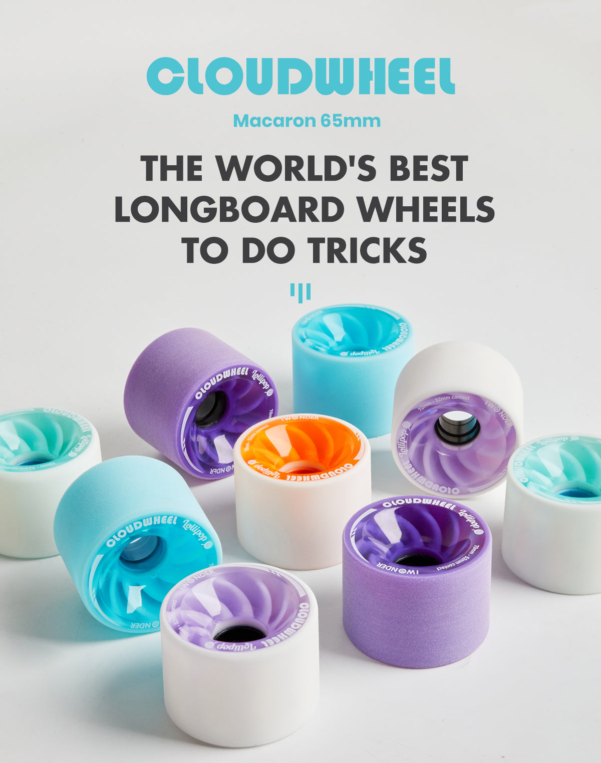 【訳あり】 Macaron CLOUDWHEEL 65mm Wheels Surfskate Longboard 帽子