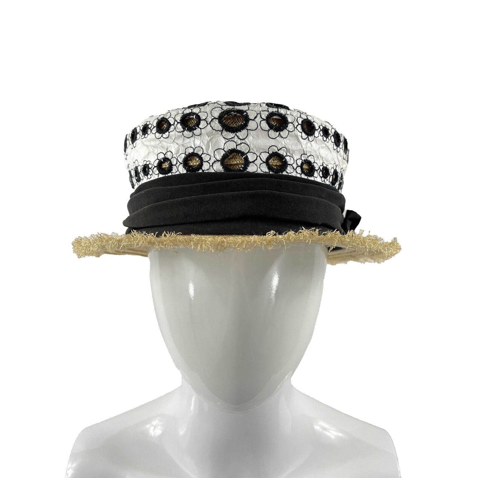 CHANEL - Woven Straw Ribbon CC Embroidered Spring Summer Boater Hat - -  BougieHabit